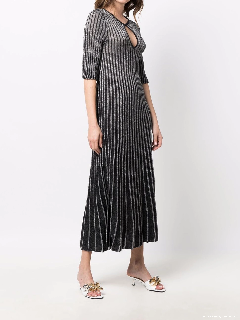 Affordable Stella dress McCartney metallic-threaded Women pleated 0806